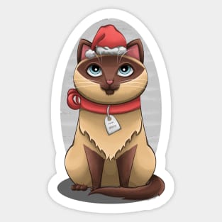 Siamese Christmas Cat Sticker